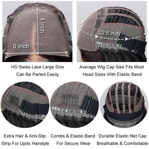 Red Copper Peekaboo Balayage Highlight Brown Wig Long Body Wave Hair Glueless 6x4 Pre Cut Pre Bleached Lace Wig - Wigtrends