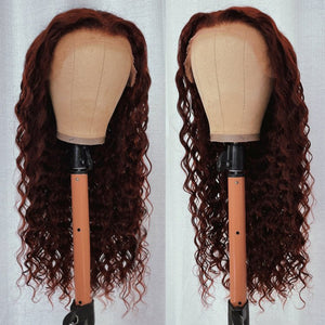 Reddish Brown Deep Wave HD Clear Lace Human Hair Wigs - Wigtrends