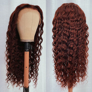 Reddish Brown Deep Wave HD Clear Lace Human Hair Wigs - Wigtrends