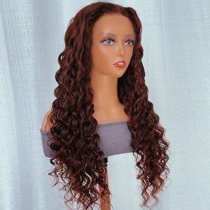 Reddish Brown Deep Wave HD Clear Lace Human Hair Wigs - Wigtrends