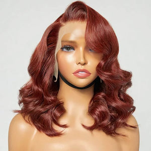 Reddish Brown Short Cut Loose Body Wave Human Hair - Wigtrends