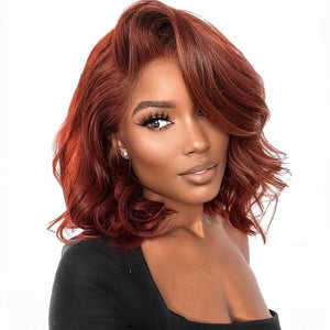 Reddish Brown Short Cut Loose Body Wave Human Hair - Wigtrends