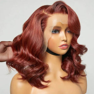 Reddish Brown Short Cut Loose Body Wave Human Hair - Wigtrends