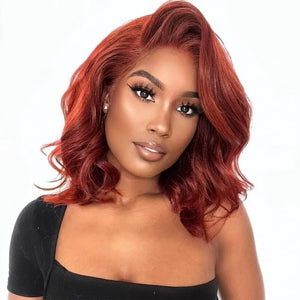 Reddish Brown Short Cut Loose Body Wave Human Hair - Wigtrends