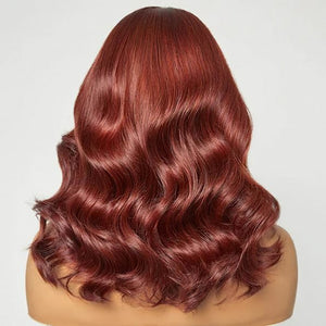 Reddish Brown Short Cut Loose Body Wave Human Hair - Wigtrends