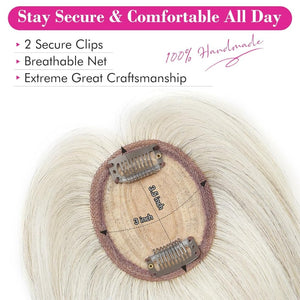 REECHO Hair Toppers for Women Real Human Hair, 10 inch Hair Toppers with Bangs, Hair Topper for Women with Thinning Hair, Dark Grey - Wigtrends