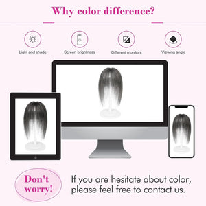 REECHO Hair Toppers for Women Real Human Hair, 10 inch Hair Toppers with Bangs, Hair Topper for Women with Thinning Hair, Dark Grey - Wigtrends