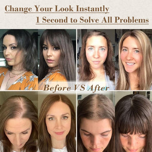 REECHO Hair Toppers for Women Real Human Hair, 10 inch Hair Toppers with Bangs, Hair Topper for Women with Thinning Hair, Dark Grey - Wigtrends