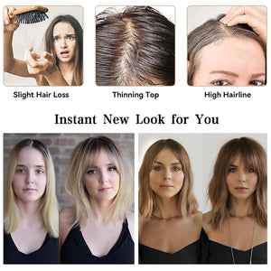 Remy Human Hair Toppers for Women Hand - Tied Hair Toppers with Swiss Lace Base 12in - Wigtrends