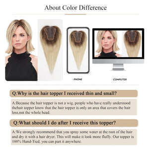Remy Human Hair Toppers for Women Hand - Tied Hair Toppers with Swiss Lace Base 12in - Wigtrends