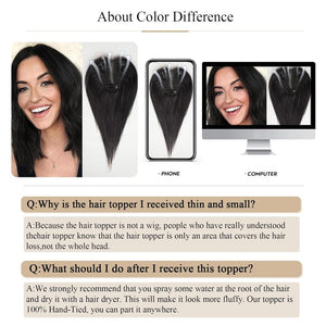 Remy Human Hair Toppers for Women Hand - Tied Hair Toppers with Swiss Lace Base 12in - Wigtrends