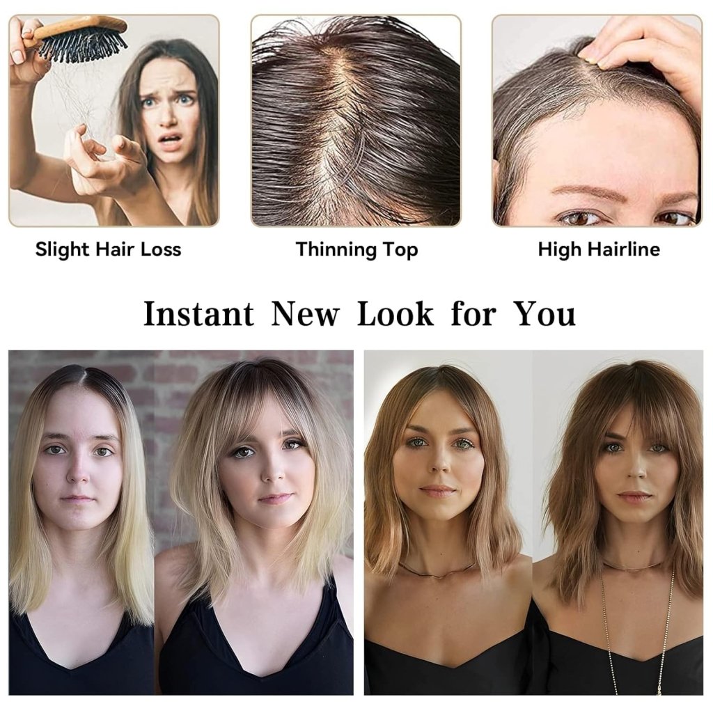 Remy Human Hair Toppers for Women Hand - Tied Hair Toppers with Swiss Lace Base 12in - Wigtrends