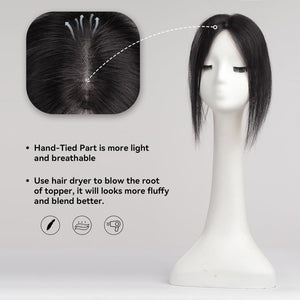 Remy Human Hair Toppers for Women Hand - Tied Hair Toppers with Swiss Lace Base 12in - Wigtrends