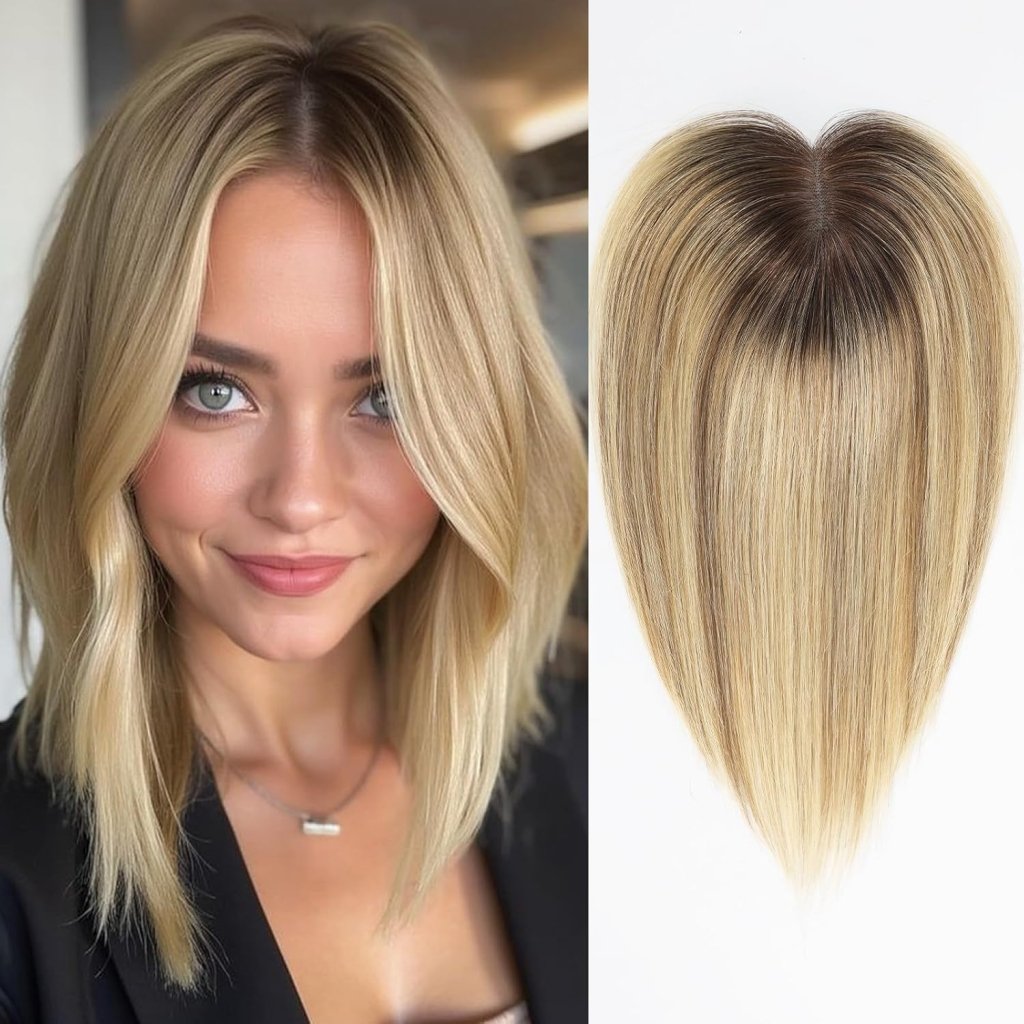 Remy Human Hair Toppers for Women Hand - Tied Hair Toppers with Swiss Lace Base 12in - Wigtrends