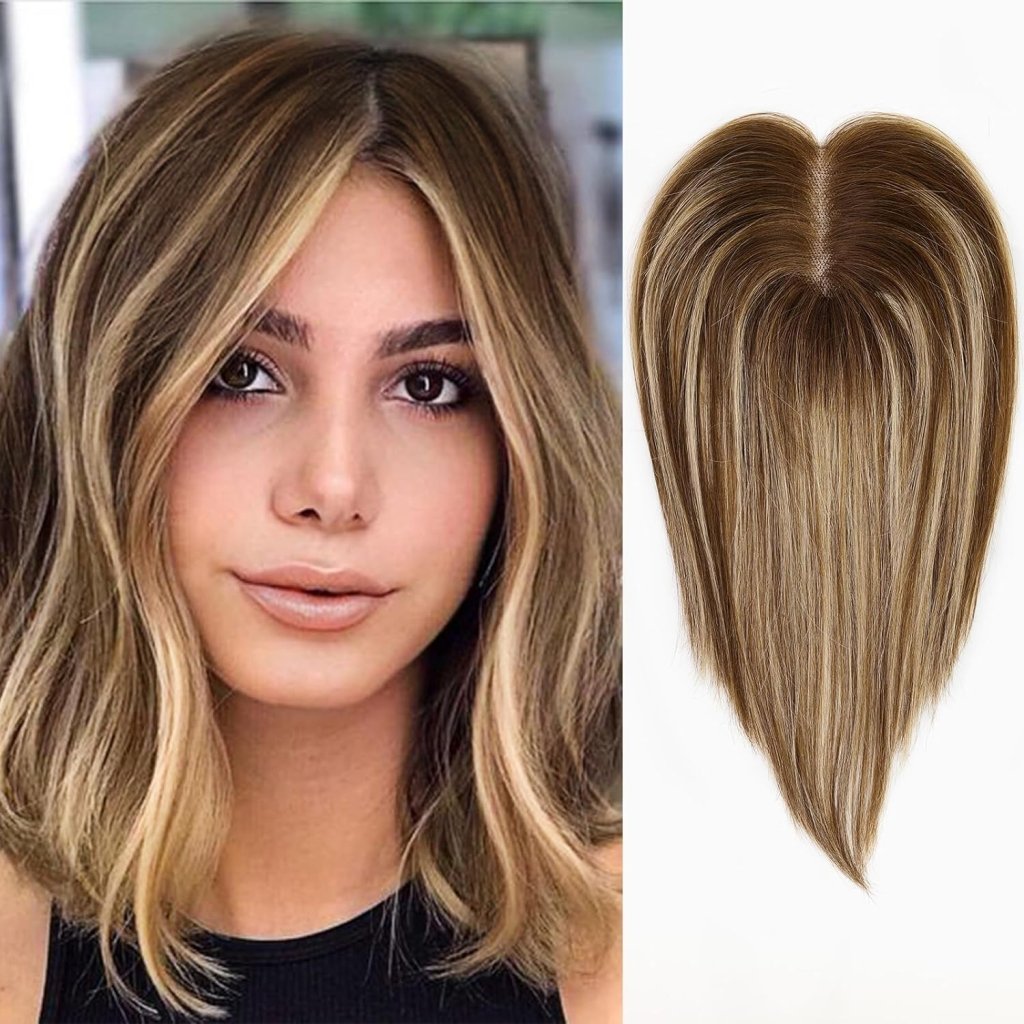 Remy Human Hair Toppers for Women Hand - Tied Hair Toppers with Swiss Lace Base 12in - Wigtrends
