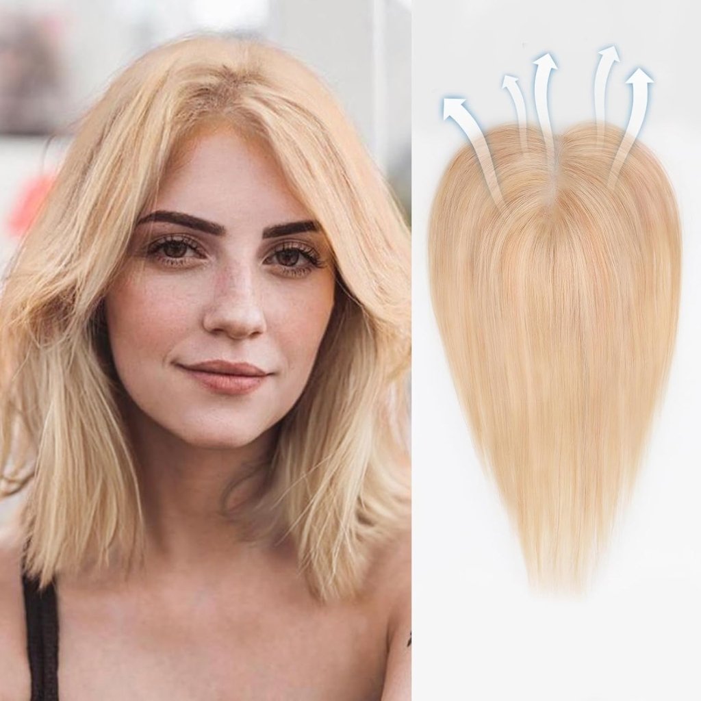 Remy Human Hair Toppers for Women Hand - Tied Hair Toppers with Swiss Lace Base 12in - Wigtrends