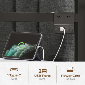 Rolanstar Daybed with Charging Station and LED Lights, Height Adjustable Twin Daybed with Trundle, Metal Sofa Bed Frame with Steel Slat Support - Wigtrends