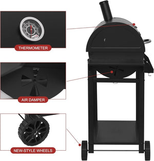 Royal Gourmet CC1830T 30 - Inch Barrel Charcoal Grill with Warming Rack & Front Storage Basket, Outdoor BBQ Grill with 627 sq. in. Grilling Area for Backyard Barbecue Cooking Party, Black - Wigtrends