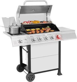 Royal Gourmet GA5401T 5 - Burner Propane Gas Grill with Sear Burner and Side Burner, Stainless Steel BBQ Grill with 632 Sq. In. Grilling Area for Outdoor Barbecue Cooking, 64,000 BTUs, Silver - Wigtrends