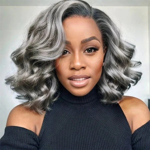 Salt and Pepper Body Wave 13x4 Lace Front Lace Wigs For Women Human Hair - Wigtrends