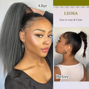 Salt and Pepper Drawstring Ponytail Gray wigs Hair Extensions - Wigtrends