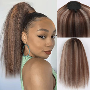 Salt and Pepper Drawstring Ponytail Gray wigs Hair Extensions - Wigtrends