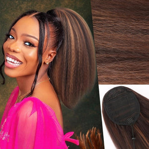 Salt and Pepper Drawstring Ponytail Gray wigs Hair Extensions - Wigtrends