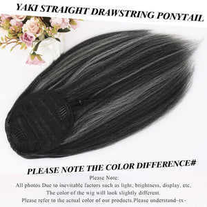 Salt and Pepper Drawstring Ponytail Gray wigs Hair Extensions - Wigtrends
