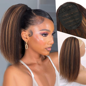 Salt and Pepper Drawstring Ponytail Gray wigs Hair Extensions - Wigtrends