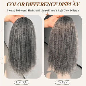 Salt and Pepper Drawstring Ponytail Gray wigs Hair Extensions - Wigtrends