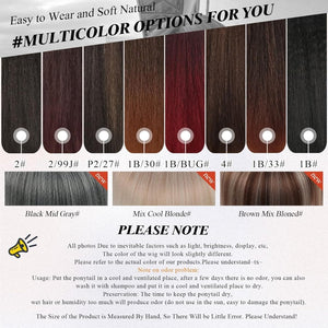 Salt and Pepper Drawstring Ponytail Gray wigs Hair Extensions - Wigtrends