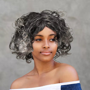 Salt and Pepper for Women Gray Curly Black Human Hair wigs - Wigtrends