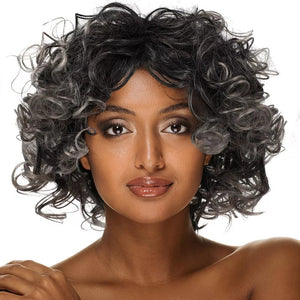 Salt and Pepper for Women Gray Curly Black Human Hair wigs - Wigtrends