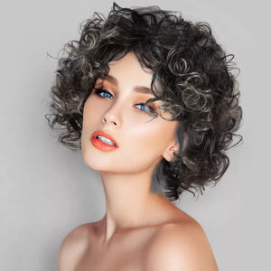 Salt and Pepper for Women Gray Curly Black Human Hair wigs - Wigtrends