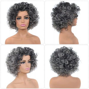 Salt and Pepper for Women Gray Curly Black Human Hair wigs - Wigtrends