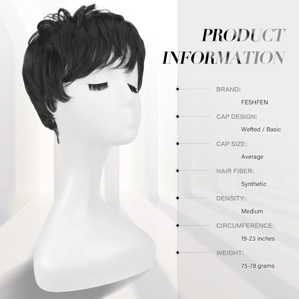 Salt and Pepper Human Hair Wigs Pixie Haircut Wig with Bangs Glueless Layered Wig Wavy Grey - Wigtrends