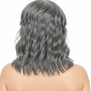 Salt And Pepper Short Mullet Wig Short Bob with Bangs 80s 90s Shaggy Layered Hair Shoulder Length Wigs - Wigtrends