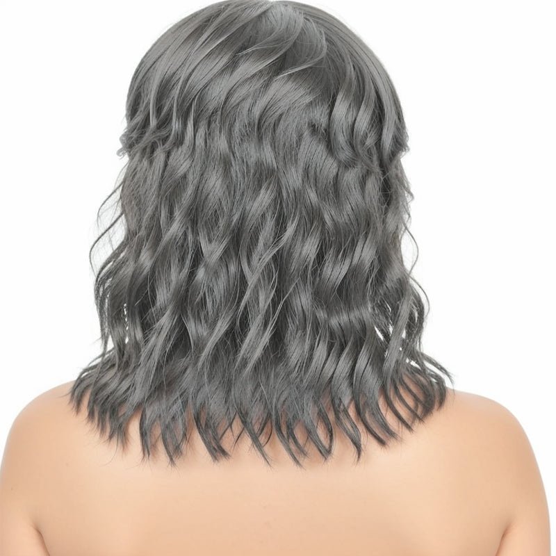 Salt And Pepper Short Mullet Wig Short Bob with Bangs 80s 90s Shaggy Layered Hair Shoulder Length Wigs - Wigtrends