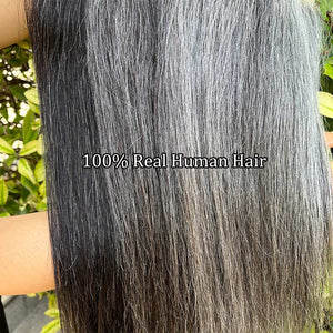 Salt And Pepper Straight 5"x5" Swiss Lace Closure Human Hair Silver Grey Top Hair Pieces - Wigtrends
