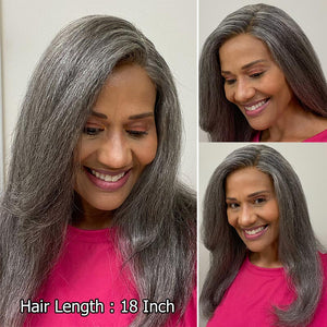 Salt And Pepper Wig Straight Hair Long Wig HD Lace Wigs - Wigtrends