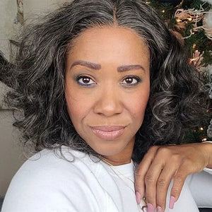 Salt & Pepper Loose Deep Wave 13x4 T Closure Bob Wig - Wigtrends