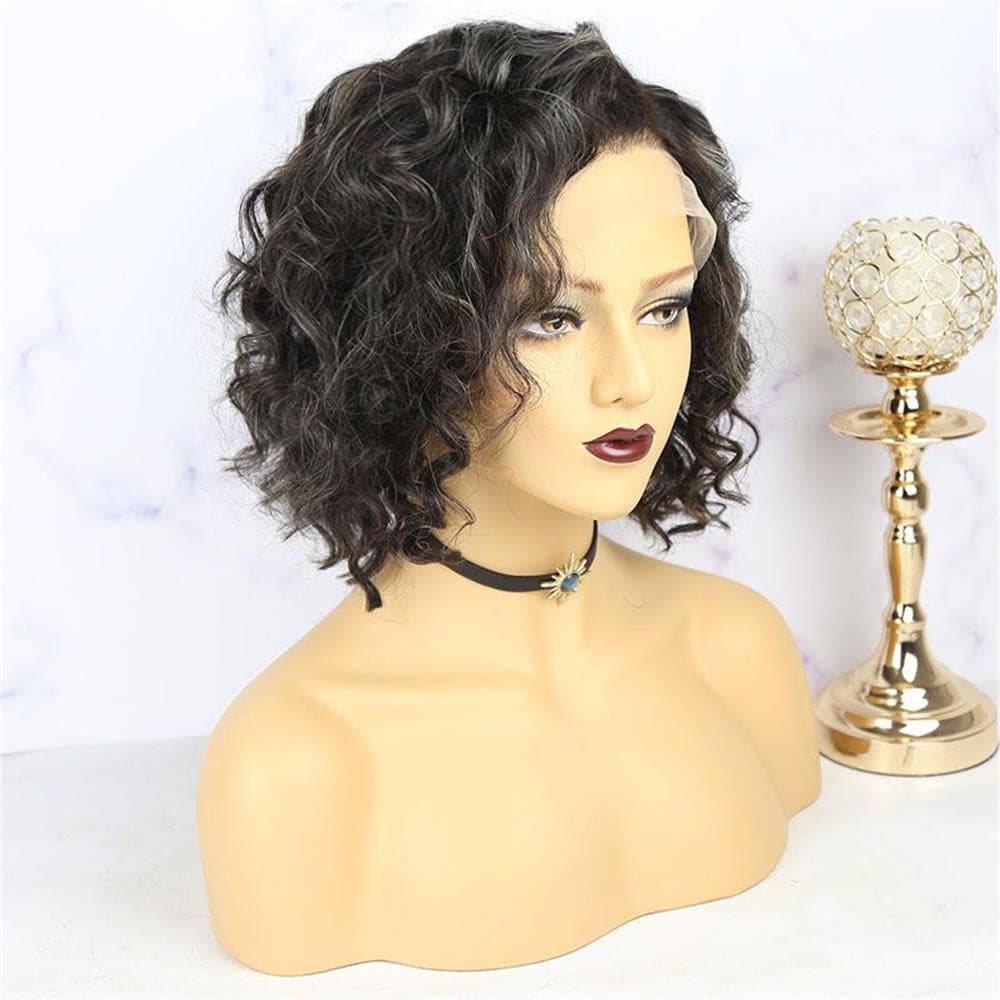 Salt & Pepper Natural Wave Bob Wig 13x4 Lace Front Wig - Wigtrends