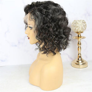 Salt & Pepper Natural Wave Bob Wig 13x4 Lace Front Wig - Wigtrends