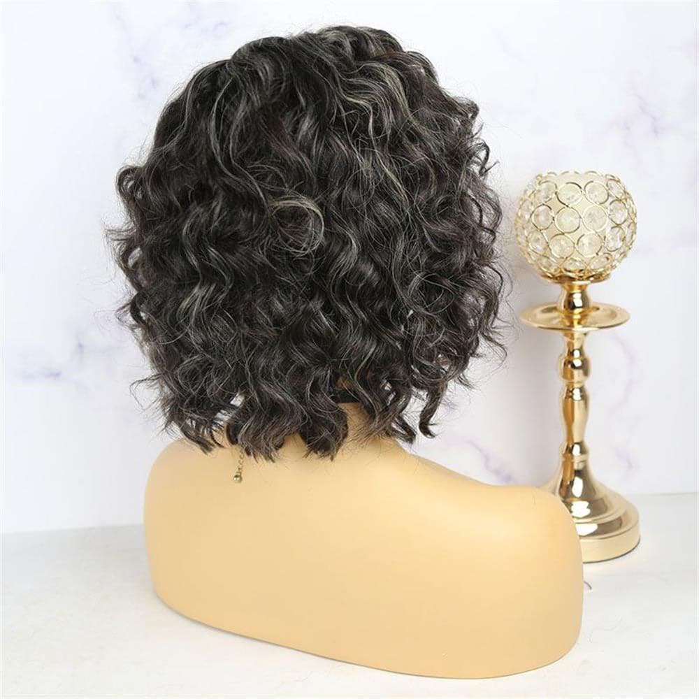 Salt & Pepper Natural Wave Bob Wig 13x4 Lace Front Wig - Wigtrends