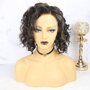 Salt & Pepper Natural Wave Bob Wig 13x4 Lace Front Wig - Wigtrends
