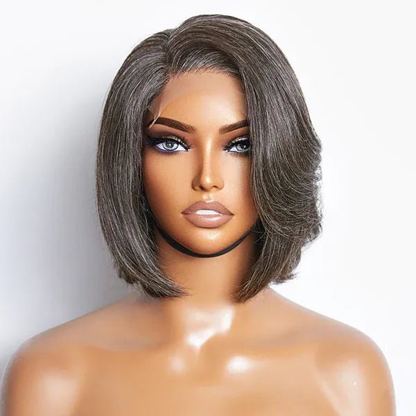 Salt & Pepper Short Cut Human Hair Wig - Wigtrends