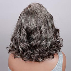 Seniors Salt And Pepper Wig Natural Grey Loose Wave Bob Real Human Hair Wear Go HD Lace Wigs For Mom - Wigtrends