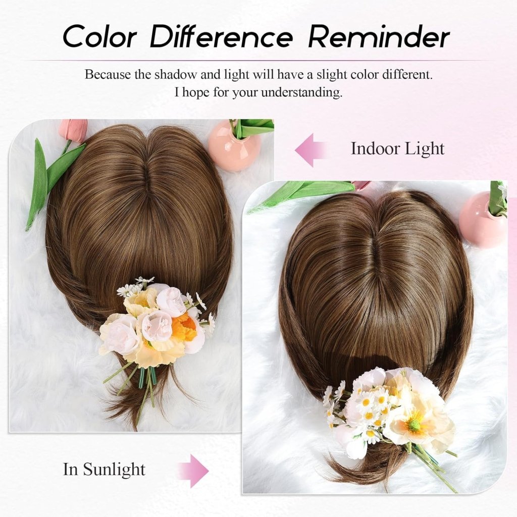 Short Bob Human hair Pieces with Bangs Side Part Hair Toppers for Women with Thinning Hair - Wigtrends