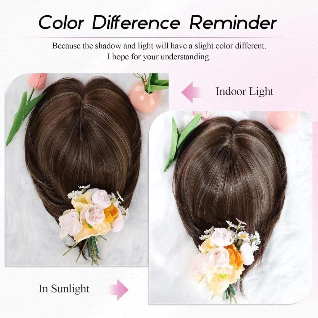 Short Bob Human hair Pieces with Bangs Side Part Hair Toppers for Women with Thinning Hair - Wigtrends