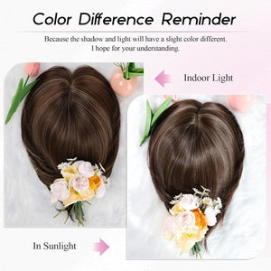 Short Bob Human hair Pieces with Bangs Side Part Hair Toppers for Women with Thinning Hair - Wigtrends